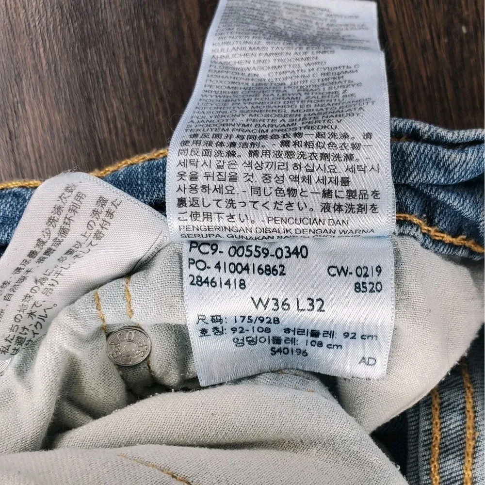 Levis 559 Jeans Mens 36x32 Blue Regular Fit Straight Leg Denim Pants 100% Cotton